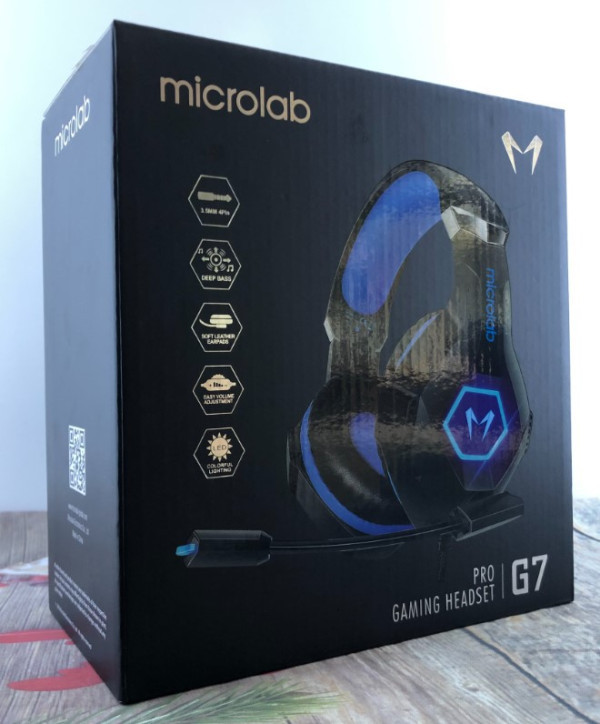 Microlab G7 Gejmerske slusalice sa mikrofonom 40mm/32Ohm, color LED, 3.5mm + USB red/black