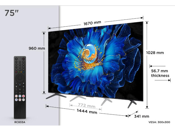 Televizor TCL 75C6KSQLED MiniLED75''4K UHD60HzGoogle TVcrna