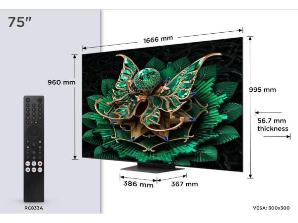 Televizor TCL 75C7KMiniLED-QLED75''4K UHD144HzGoogle TVcrna