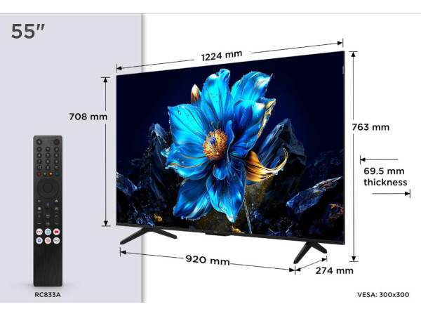 Televizor TCL 55P7KQLED55''4K UHD60HzGoogle TVcrna