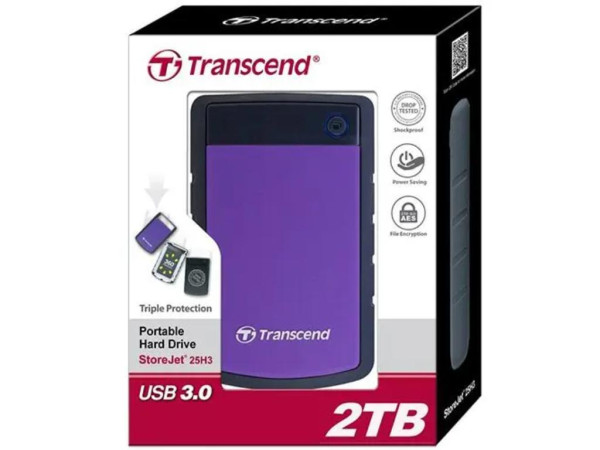 Hard disk TRANSCEND TS2TSJ25H3P eksterni2TB2.5''USB 3.0ljubicasta