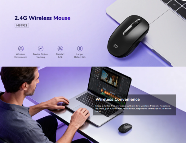 Cudy MS9922 2.4G Bezicni mis DPI 1000, 3 buttons