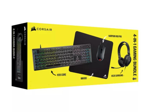 Gaming Bundle CORSAIR 4 u 1K55 COREMM100HARPOON RGB PROHS35 SURROUND