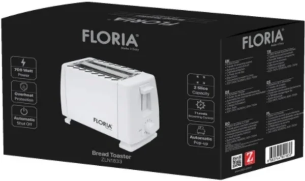 Zilan ZLN1833 Toster za hleb, 7 nivoa grejanja, 700 W, Beli